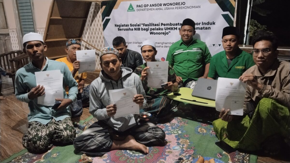 PAC GP Ansor Wonorejo Launching Kegiatan Sosial Fasilitasi Pembuatan NIB bagi Pelaku UMKMWonorejo