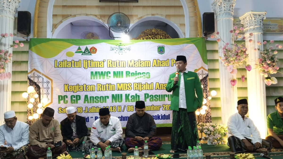 Rijalul Ansor PC GP Ansor Kabupaten Pasuruan Warnai Malam Ahad Pon dengan Dzikir Akbar dan Lailatul Ijtima’ di Rejoso